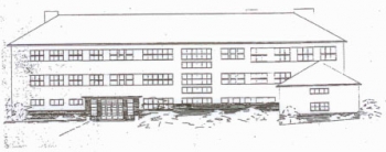 Návrh průčelí a východního průčelí stavby školy z roku 1948