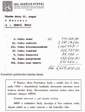 Pozvánka na otevření školy v Husinci